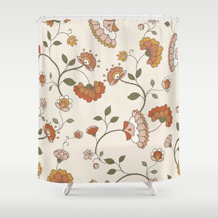 Exotic Orange Chinoiserie Shower Curtain Gallery Image 1