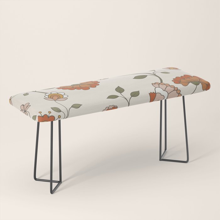 Exotic Orange Chinoiserie Bench Gallery Image 1