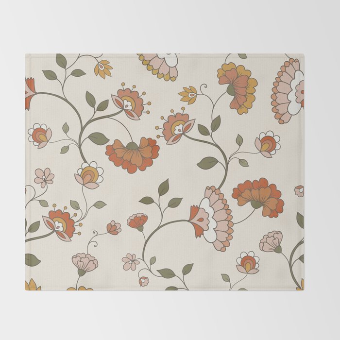 Exotic Orange Chinoiserie Throw Blanket Gallery Image 2