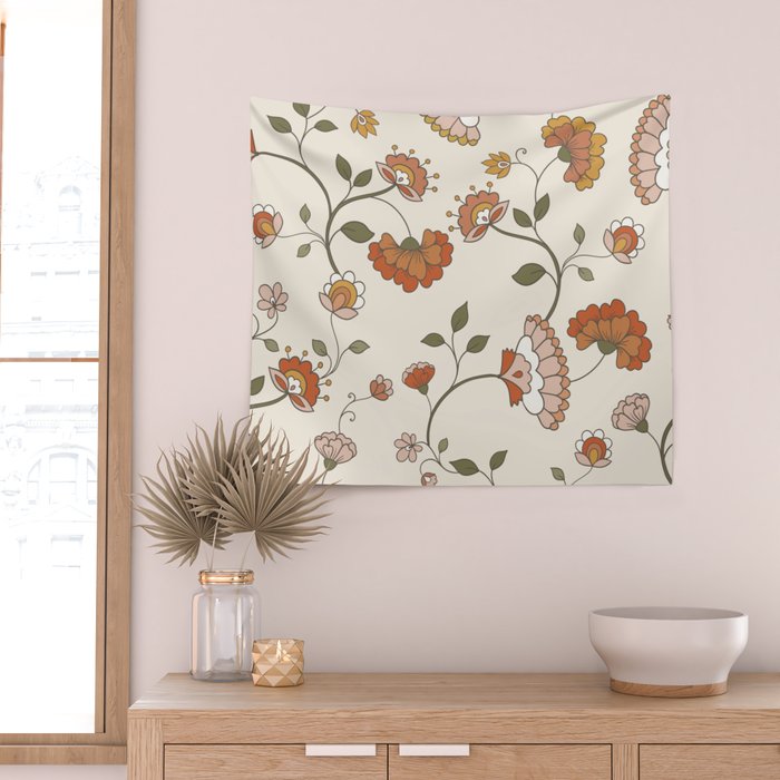 Exotic Orange Chinoiserie Wall Tapestry Gallery Image 2