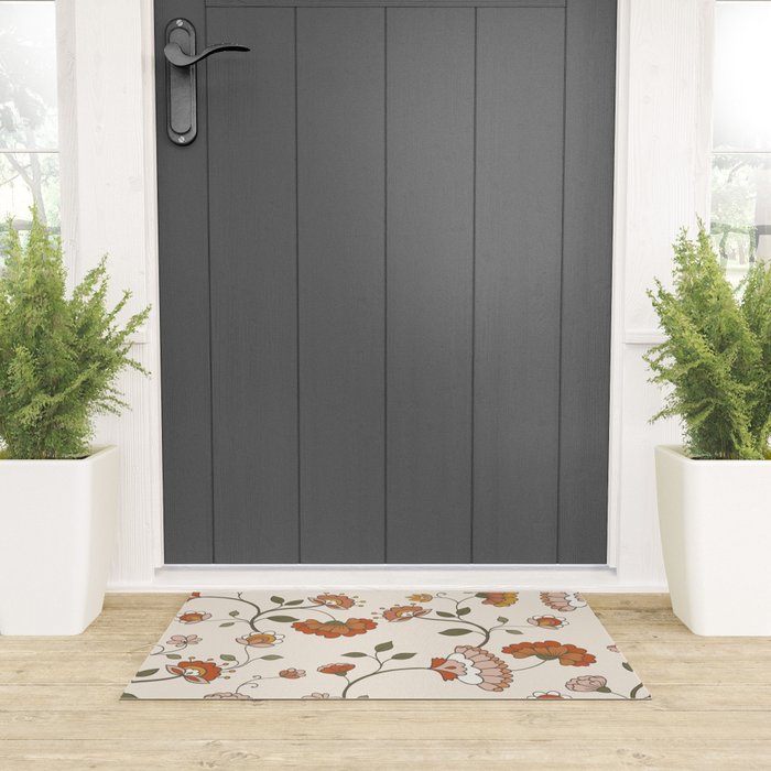 Exotic Orange Chinoiserie Welcome Mat Gallery Image 3