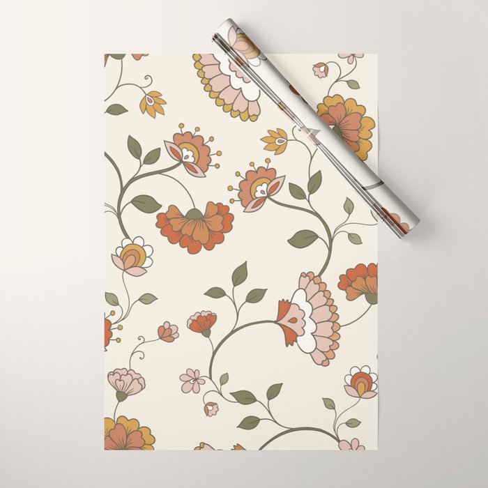 Exotic Orange Chinoiserie Wrapping Paper Gallery Image 1