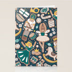Nutcracker ballet gingerbread delicious biscuits // nile blue background beige forest and pine green sweet Christmas cookies Stationery Card Gallery Image 2