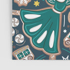 Nutcracker ballet gingerbread delicious biscuits // nile blue background beige forest and pine green sweet Christmas cookies Poster Gallery Image 3