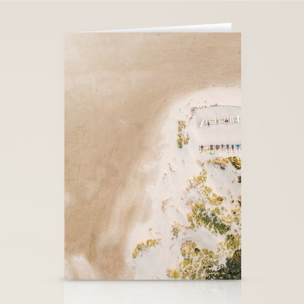 Coastal Drone photography print of the beach and some boats | Wanderlust aerial photography art Stationery Card Gallery Image 2