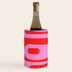 Preppy Pink and Red Retro Abstract Piquet Pattern Wine Chiller Gallery Image 3