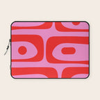 Preppy Pink and Red Retro Abstract Piquet Pattern Laptop Sleeve Gallery Image 1