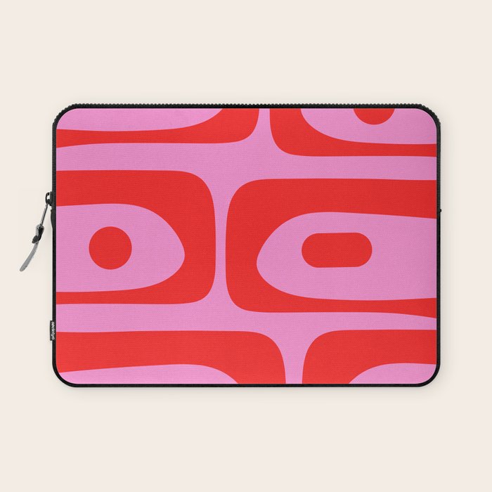 Preppy Pink and Red Retro Abstract Piquet Pattern Laptop Sleeve Gallery Image 1