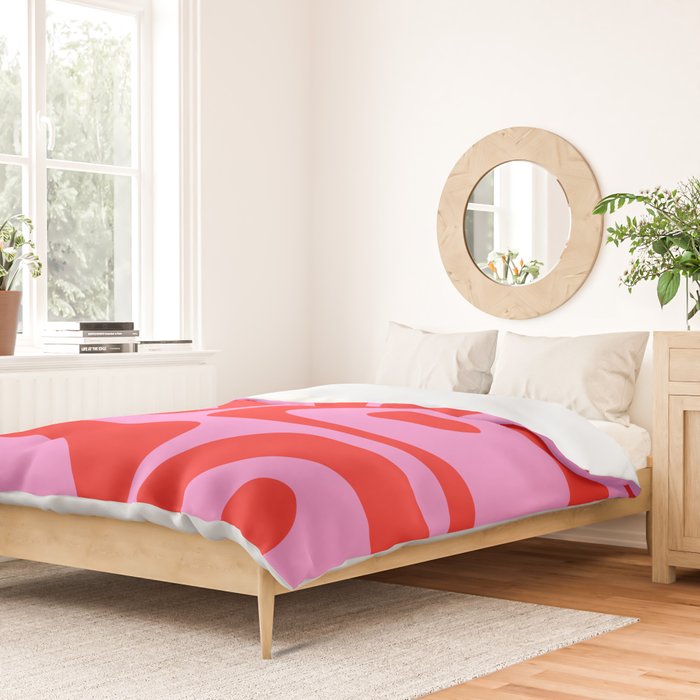 Preppy Pink and Red Retro Abstract Piquet Pattern Duvet Cover Gallery Image 2