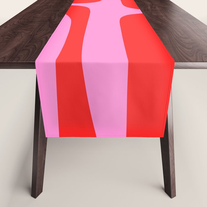 Preppy Pink and Red Retro Abstract Piquet Pattern Table Runner Gallery Image 1