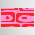 Preppy Pink and Red Retro Abstract Piquet Pattern Tablecloth Gallery Image 2