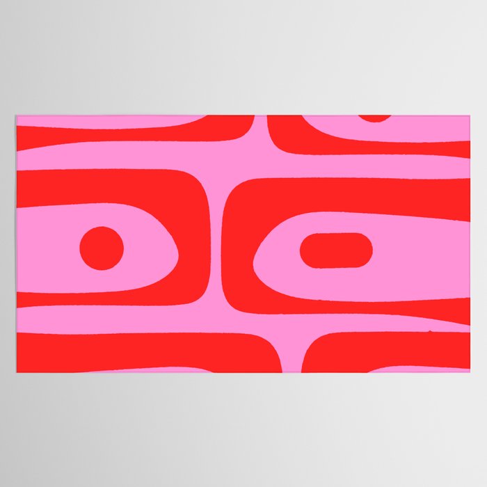Preppy Pink and Red Retro Abstract Piquet Pattern Tablecloth Gallery Image 2