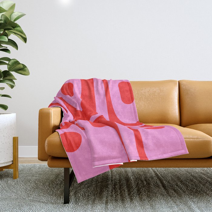 Preppy Pink and Red Retro Abstract Piquet Pattern Throw Blanket Gallery Image 1