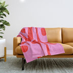 Preppy Pink and Red Retro Abstract Piquet Pattern Throw Blanket Gallery Image 1