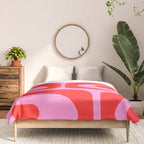 Preppy Pink and Red Retro Abstract Piquet Pattern Comforter Gallery Image 3