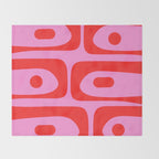 Preppy Pink and Red Retro Abstract Piquet Pattern Throw Blanket Gallery Image 2