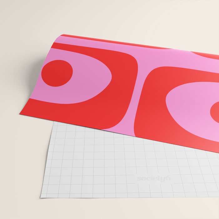 Preppy Pink and Red Retro Abstract Piquet Pattern Wrapping Paper Gallery Image 2
