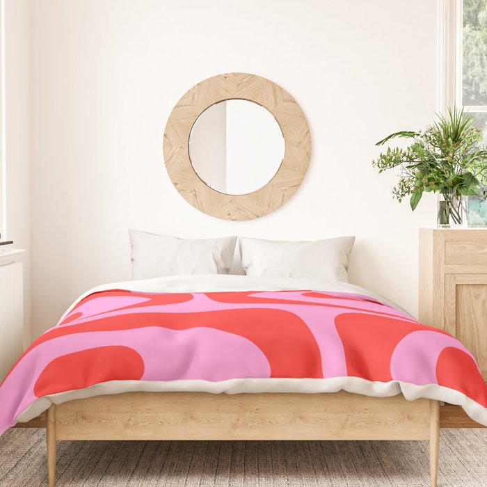 Preppy Pink and Red Retro Abstract Piquet Pattern Duvet Cover Gallery Image 3