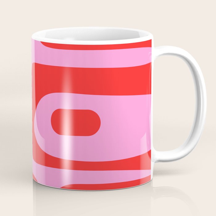 Preppy Pink and Red Retro Abstract Piquet Pattern Coffee Mug Gallery Image 1