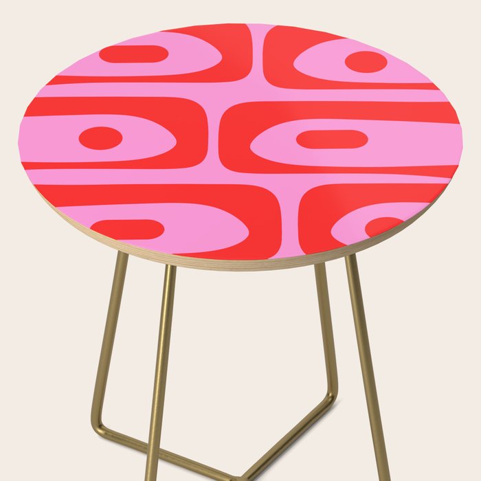 Preppy Pink and Red Retro Abstract Piquet Pattern Side Table Gallery Image 2