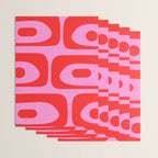 Preppy Pink and Red Retro Abstract Piquet Pattern Wrapping Paper Gallery Image 3