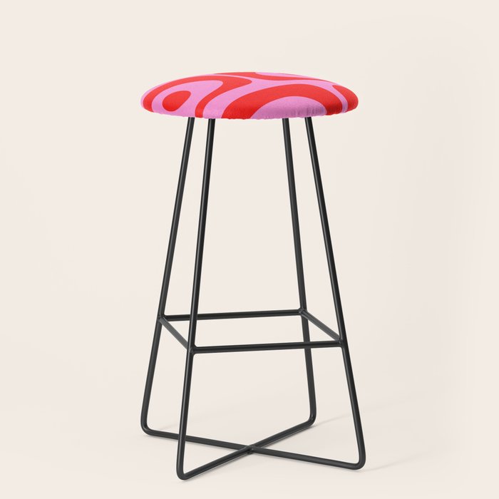 Preppy Pink and Red Retro Abstract Piquet Pattern Stool Gallery Image 1