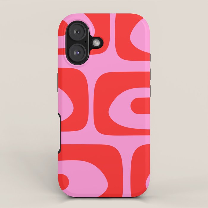 Preppy Pink and Red Retro Abstract Piquet Pattern iPhone Case Gallery Image 1