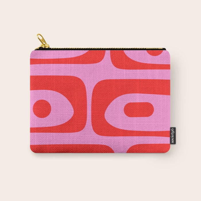 Preppy Pink and Red Retro Abstract Piquet Pattern Carry All Pouch Gallery Image 1