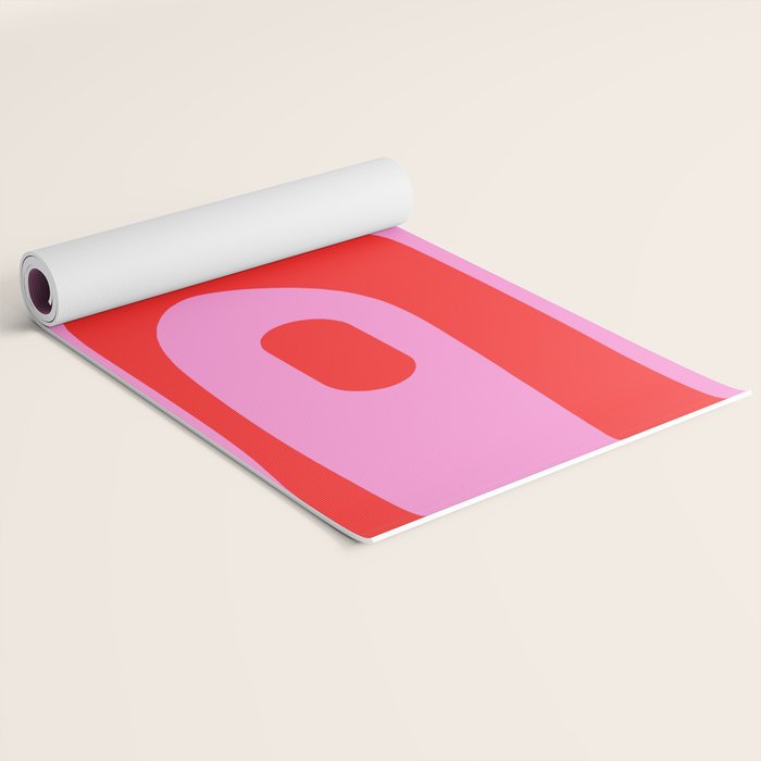 Preppy Pink and Red Retro Abstract Piquet Pattern Yoga Mat Gallery Image 2