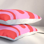Preppy Pink and Red Retro Abstract Piquet Pattern Pillow Sham Gallery Image 3