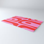 Preppy Pink and Red Retro Abstract Piquet Pattern Rug Gallery Image 3