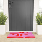 Preppy Pink and Red Retro Abstract Piquet Pattern Welcome Mat Gallery Image 3