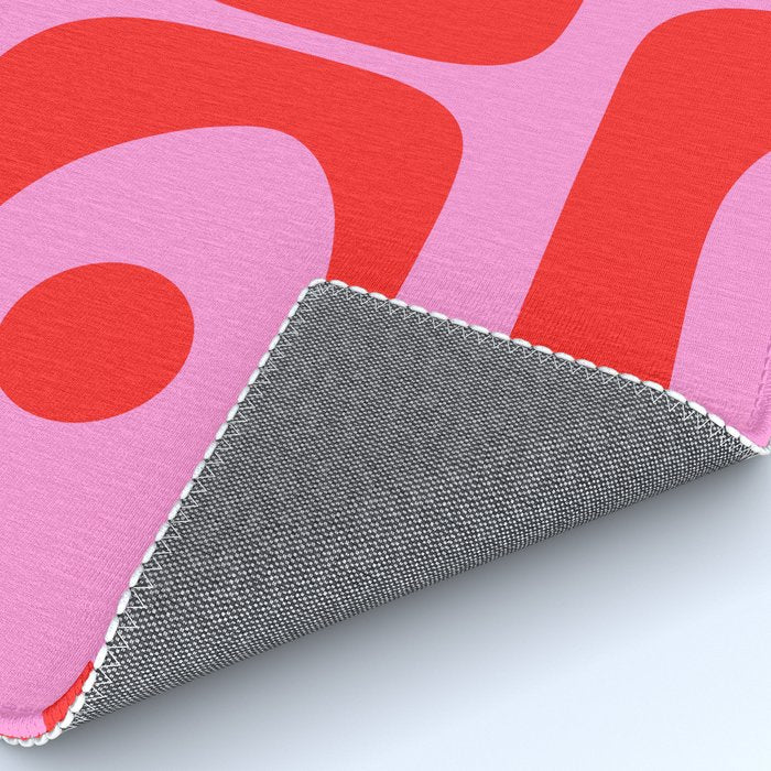 Preppy Pink and Red Retro Abstract Piquet Pattern Rug Gallery Image 4