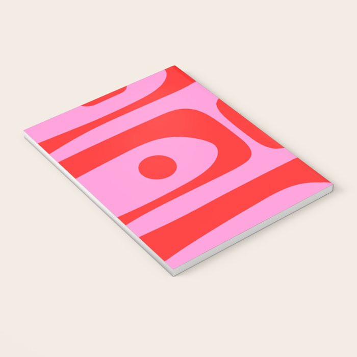 Preppy Pink and Red Retro Abstract Piquet Pattern Notebook Gallery Image 3