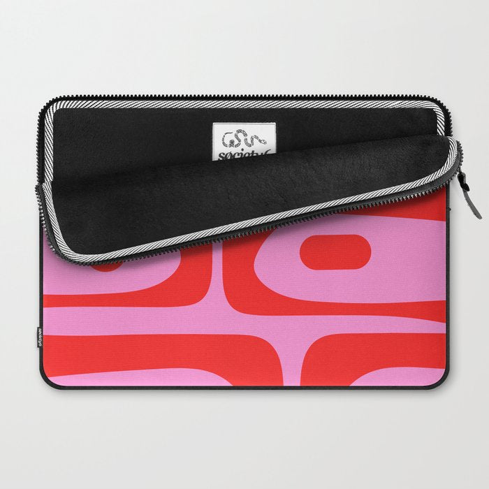 Preppy Pink and Red Retro Abstract Piquet Pattern Laptop Sleeve Gallery Image 2