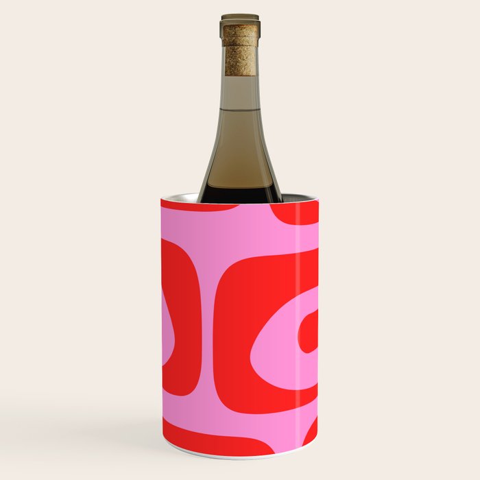 Preppy Pink and Red Retro Abstract Piquet Pattern Wine Chiller Gallery Image 1