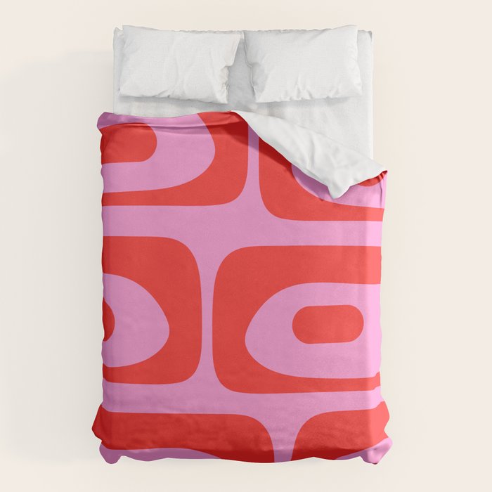 Preppy Pink and Red Retro Abstract Piquet Pattern Duvet Cover Gallery Image 6
