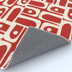 Mid Century Modern Piquet Abstract Geometric Multi Pattern in Retro Red and Cream Rug Gallery Image 4