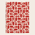 Mid Century Modern Piquet Abstract Geometric Multi Pattern in Retro Red and Cream Poster Gallery Image 4