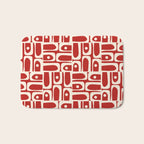 Mid Century Modern Piquet Abstract Geometric Multi Pattern in Retro Red and Cream Bath Mat Gallery Image 1