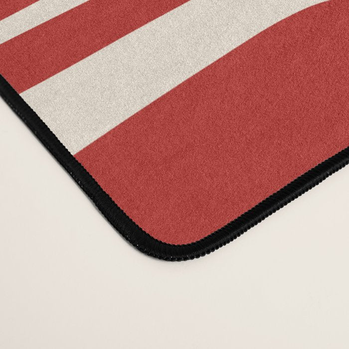 Mid Century Modern Piquet Abstract Geometric Multi Pattern in Retro Red and Cream Desk Mat Gallery Image 4