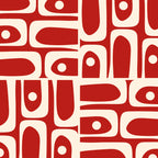 Mid Century Modern Piquet Abstract Geometric Multi Pattern in Retro Red and Cream Coffee Mug Gallery Image 2