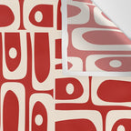 Mid Century Modern Piquet Abstract Geometric Multi Pattern in Retro Red and Cream Wall Tapestry Gallery Image 3