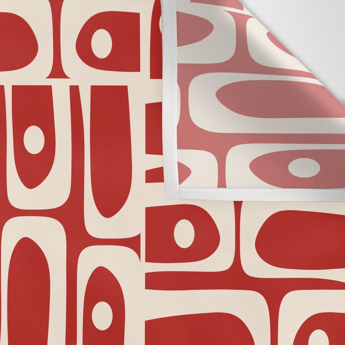 Mid Century Modern Piquet Abstract Geometric Multi Pattern in Retro Red and Cream Wall Tapestry Gallery Image 3