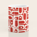 Mid Century Modern Piquet Abstract Geometric Multi Pattern in Retro Red and Cream Coffee Mug Gallery Image 4