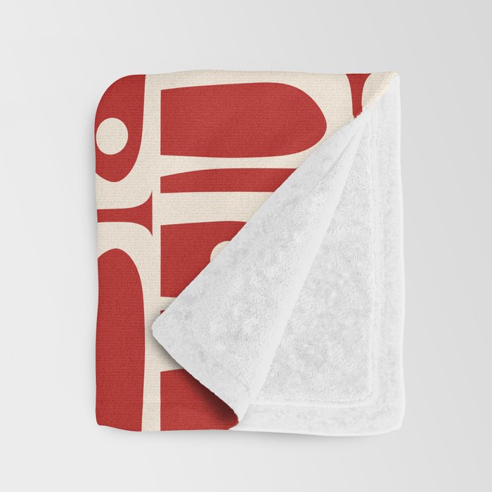 Mid Century Modern Piquet Abstract Geometric Multi Pattern in Retro Red and Cream Throw Blanket Gallery Image 3
