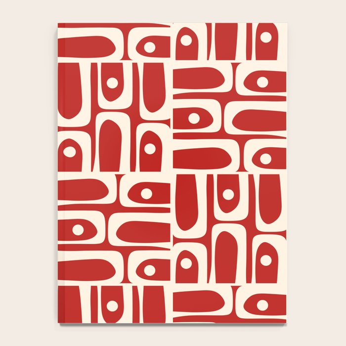 Mid Century Modern Piquet Abstract Geometric Multi Pattern in Retro Red and Cream Notebook Gallery Image 4
