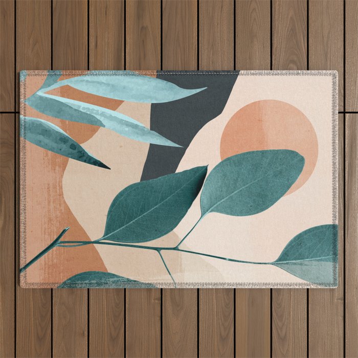 Abstract Art Tropical Leaves 9 Outdoor Rug Gallery Image 1