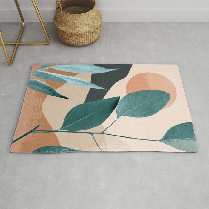 Abstract Art Tropical Leaves 9 Rug Gallery Image 1