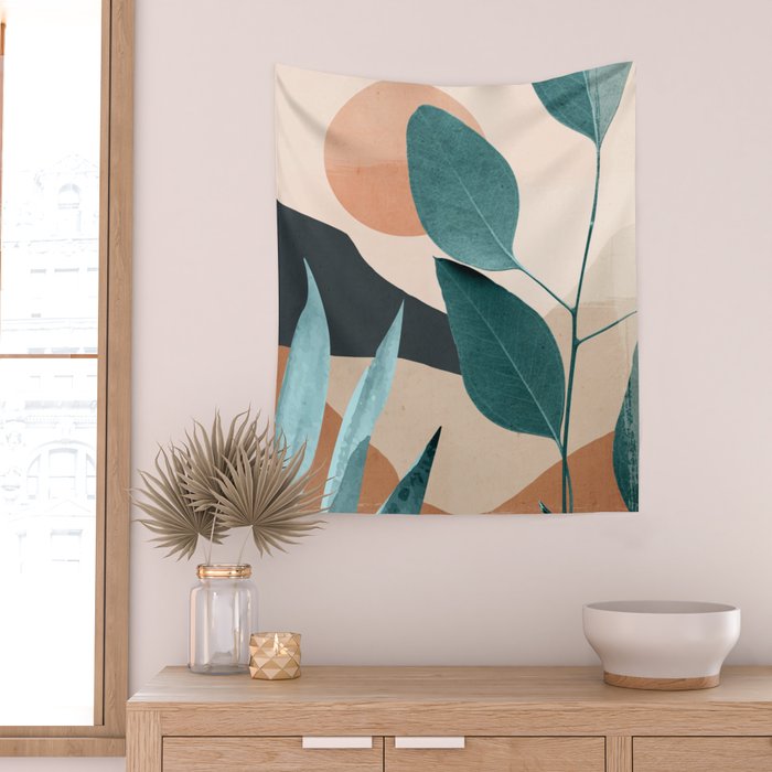 Abstract Art Tropical Leaves 9 Wall Tapestry Gallery Image 2